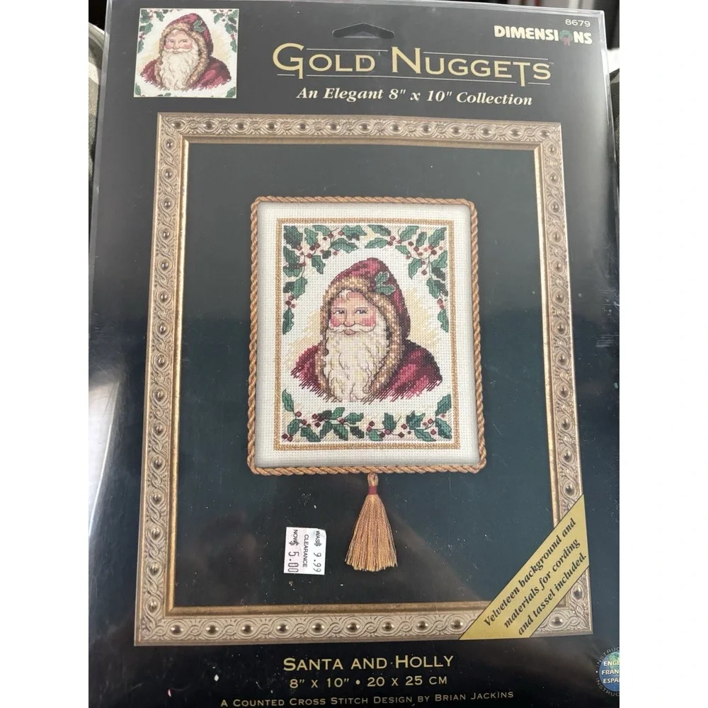 Dimensions Gold Nuggets Cross Stitch Kit "Santa And Holly" 8679 - Picture 3 of 5